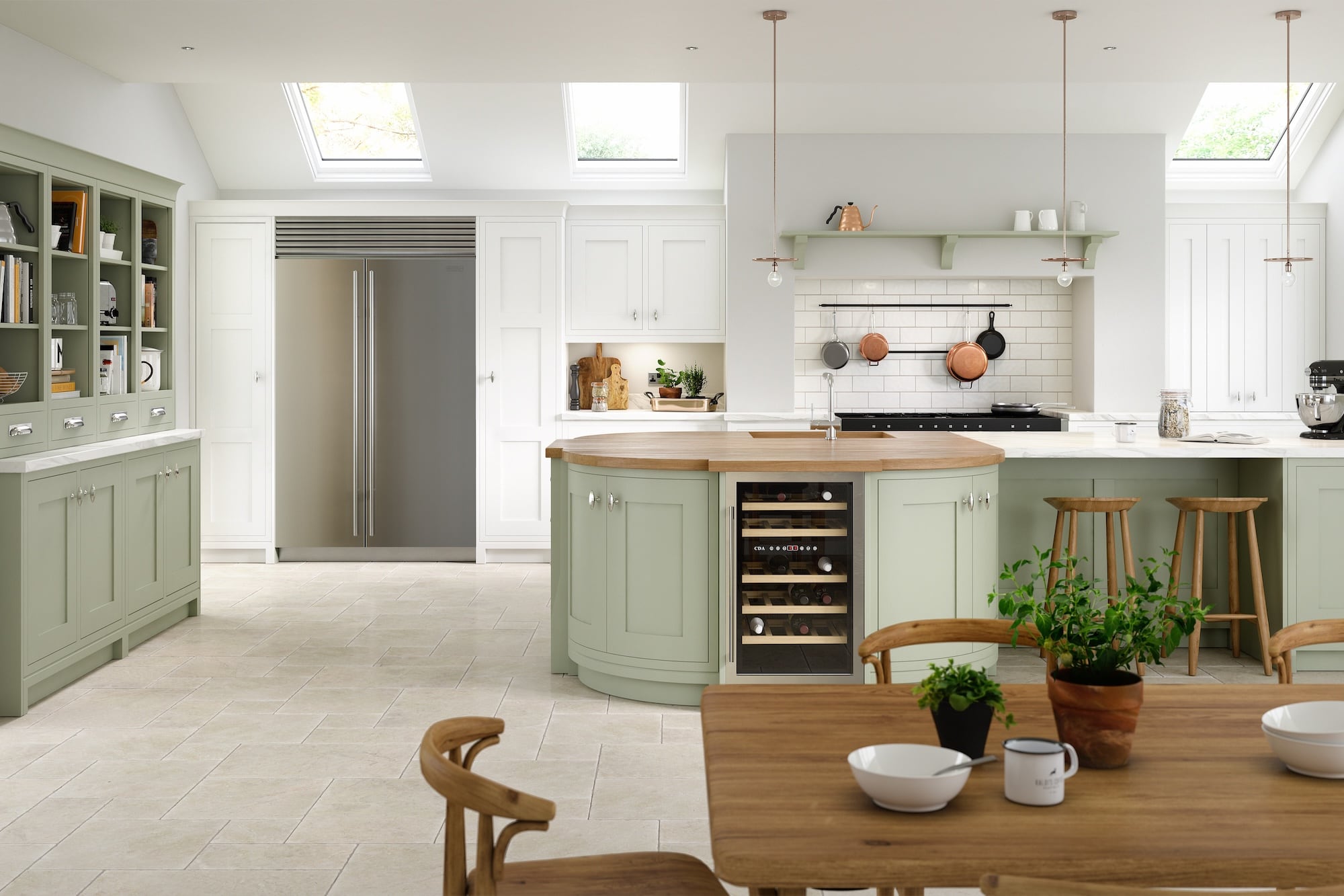 Green traditional shaker kitchen