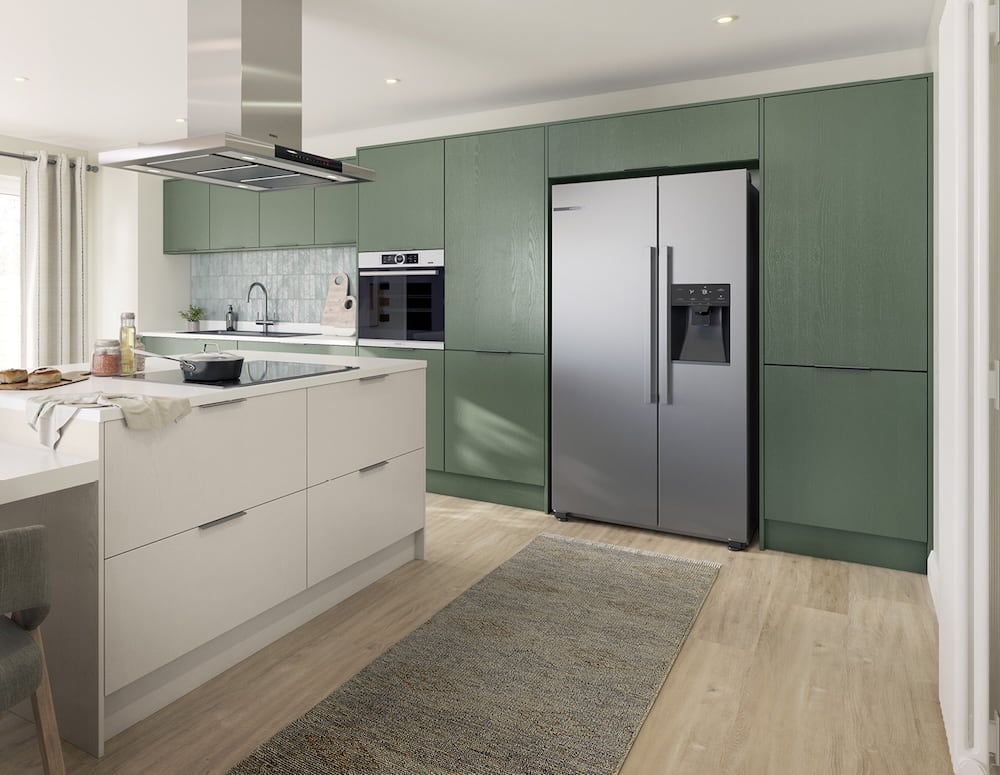 Green and cream modern kitchen